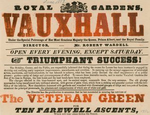 Advertisement for Royal Garden, Vauxhall, Vauxhall Gardens, London by English School