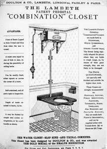 Advertisement for The Lambeth Patent Pedestal Combination Closet, c.1890