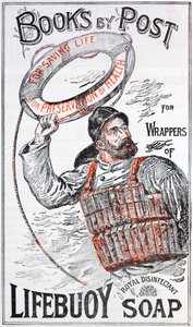 Advertisement for books by post in return for collecting wrappers of Lifebuoy soap