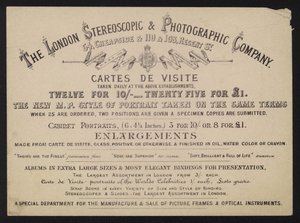 Advertisement for the London Stereoscopic and Photographic Company by English School