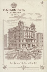 Advertisement for the Majestic Hotel, Alexandria, Egypt