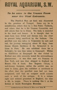 Advertisement for the Petrified Man by English School