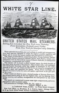 Advertisment for the White Star Line, 1876 by English School