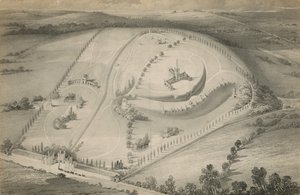 Aerial View of an Unknown Cemetery by English School