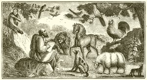 Aesop Composing His Fables by English School