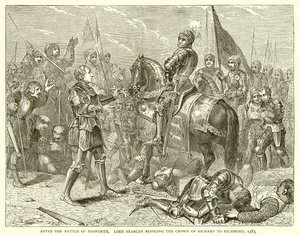 After the Battle of Bosworth. Lord Stanley bringing the Crown of Richard to Richmond, 1483 by English School
