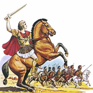 Alexander the Great on Bucephalus by English School