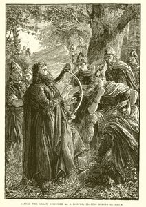 Alfred the Great, Disguised as a Harper, Playing Before Guthrum by English School
