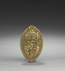 Almond-Shaped Seal: Coronation of the Virgin with a Kneeling Monk by English School