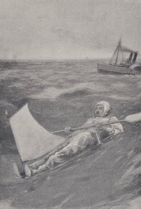 American adventurer Paul Boyton crossing the English Channel in a rubber suit