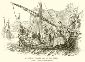 An Ancient Pirate Raid on the Volga by English School