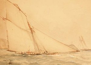 An Eight Meter Gaff rigged Topsail Cutter, The Royal Yacht Squadron, c.1860 by English School