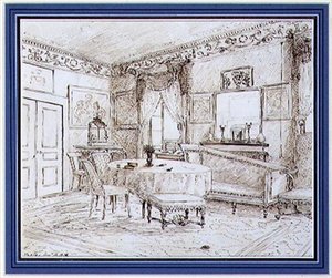 An English Regency salon interior, London by English School