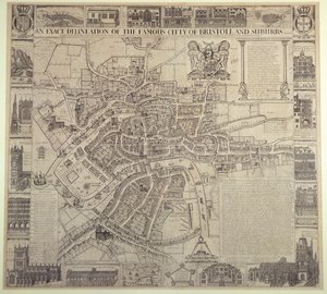 An Exact Delineation of the Famous City of Bristol and Suburbs, by James Millerd, pub.1673 by English School