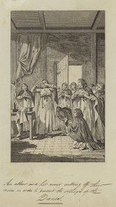 An abbess and her nuns cutting off their noses to prevent the outrages of the Danes by English School