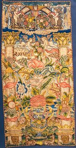 An Embroidered Hanging in Coloured Silks