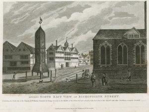 Ancient North East View of Bishopsgate Street by English School