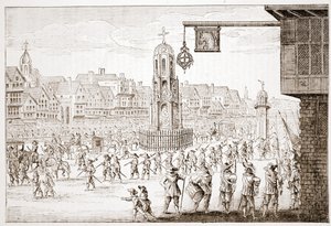 Ancient View of Cheapside by English School