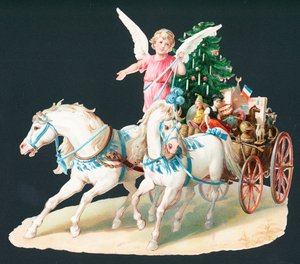 Angel on Horseback Delivering Presents by English School