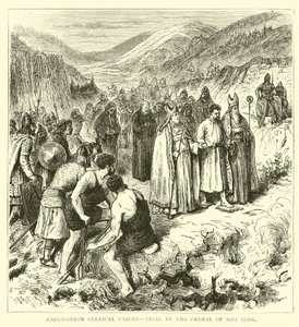 Anglo-Saxon clerical usages, trial by the ordeal of hot iron by English School
