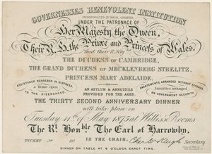 Anniversary Dinner for the Governesses Benevolent Institution, 1875