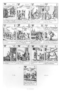 Anti-Catholic Playing Cards Commemorating the Glorious Revolution of 1688, Heart Suit by English School
