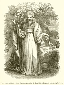 Arch Druid in his full Judicial Costume, and wearing the Breastplate of Judgment, Pronouncing Sentence