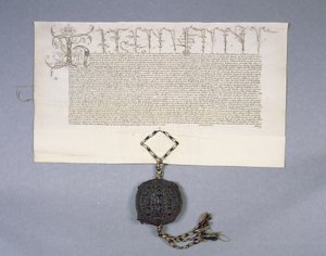 Charter Recording Grant by King Henry VI to New College Oxford of the Estates of Newton Longville, 1441