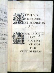 Page from a Benefaction Book of New College, Oxford by English School