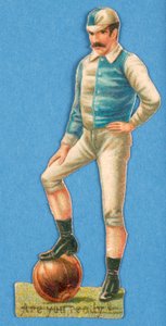 Are you Ready?, cut-out of a footballer, 1880s-90s by English School