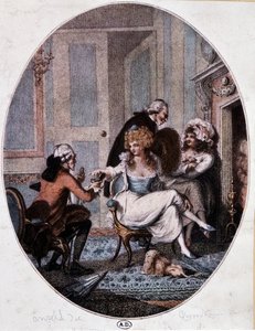 Aristocrat and Priest in the Company of Prostitutes (English engraving) by English School