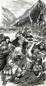 Arminius, the German Prince, battling the Romans by English School