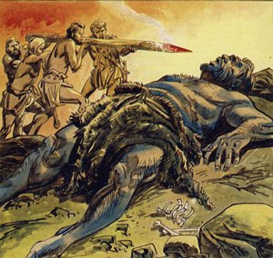 As the Cyclops lay sleeping, Ulysses and his men blinded him