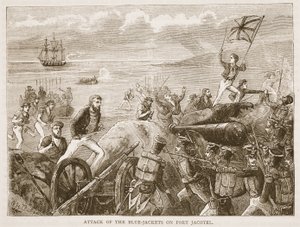 Attack of the Blue-Jackets on Port Jacotel, Illustration from Cassell