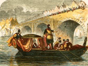 Attempt to Sink the Barge of Eleanor, Queen of Henry III, at London Bridge by English School