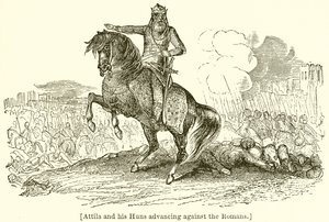 Attila and his Huns Advancing Against the Romans by English School