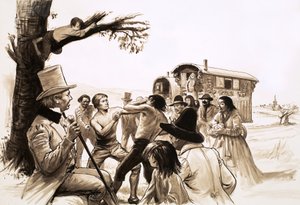 Author George Borrow watches a boxing match