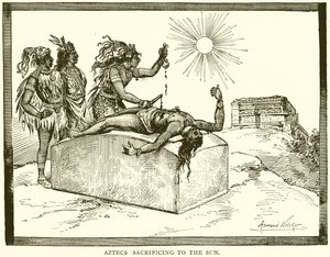 Aztecs Sacrificing to the Sun by English School