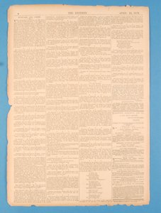 Back page of The Referee, no.35. 15th April 1878 by English School