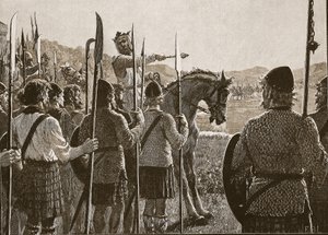Bannockburn: Bruce reviewing his troops before battle (Illustration from Cassell
