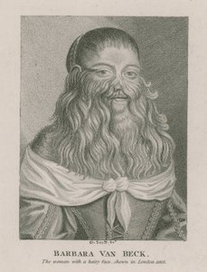 Barbara Van Beck, the woman with a hairy face, shown in London, 1668 by English School