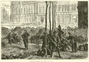 Barricade before the Hotel de Ville, March 1871 by English School