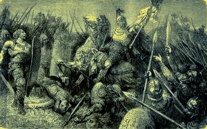 Belisarius Leads the Roman Army Against the Goths (illustration from The Illustrated History of the World, published c.1880) by English School