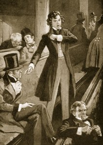 Benjamin Disraeli making his first speech in the House by English School