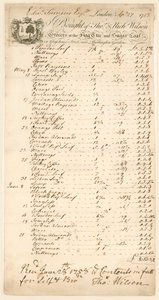 Bill for Goods Bought from Thomas & Nicholas Wilson, Grocers