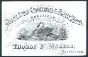 Black Swan Commercial & Family Hotel, Sheffield, Trade Card by English School
