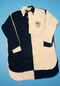 Black and white football shirt, 1930s by English School