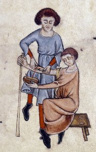 Blood Letting, from the Luttrell Psalter, c.1325-35