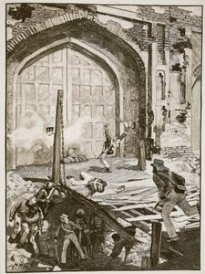 Blowing up the Cashmere gate at Delhi, illustration from Cassell