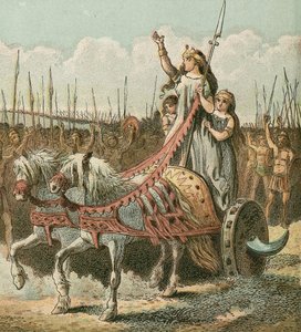 Boadicea and her army by English School